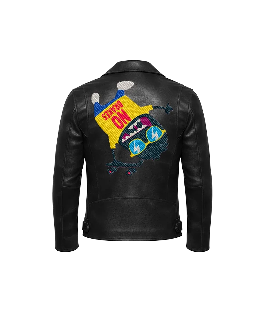 No Brakes Skateboard Monster Leather Moto Jacket