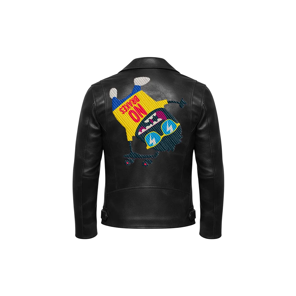 No Brakes Skateboard Monster Leather Moto Jacket