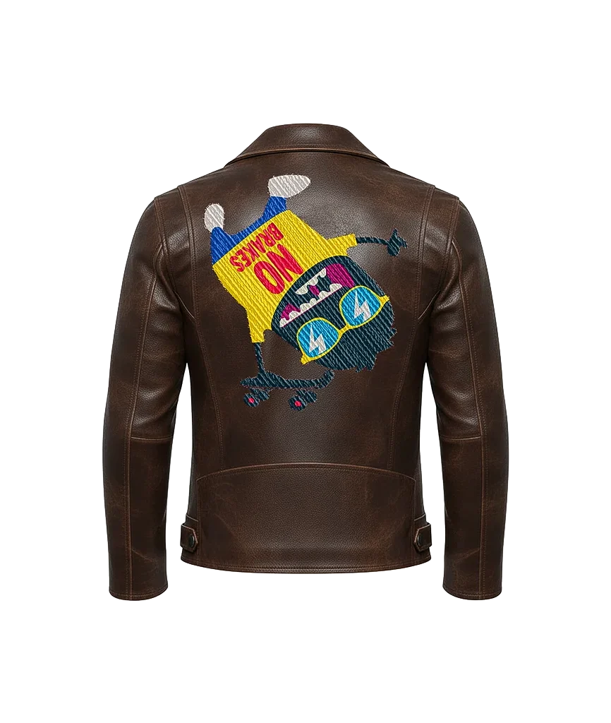 No Brakes Skateboard Monster Leather Moto Jacket