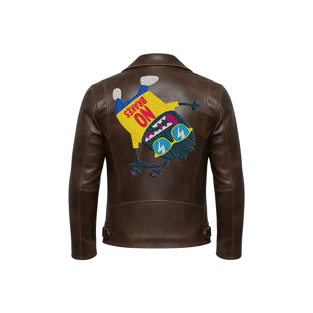 No Brakes Skateboard Monster Leather Moto Jacket