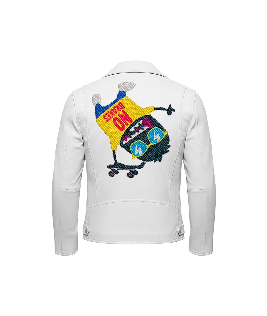 No Brakes Skateboard Monster Leather Moto Jacket