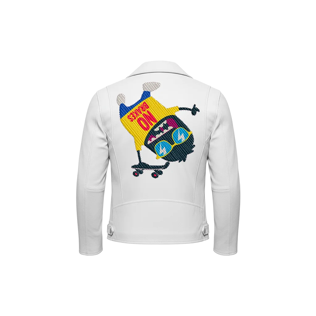 No Brakes Skateboard Monster Leather Moto Jacket
