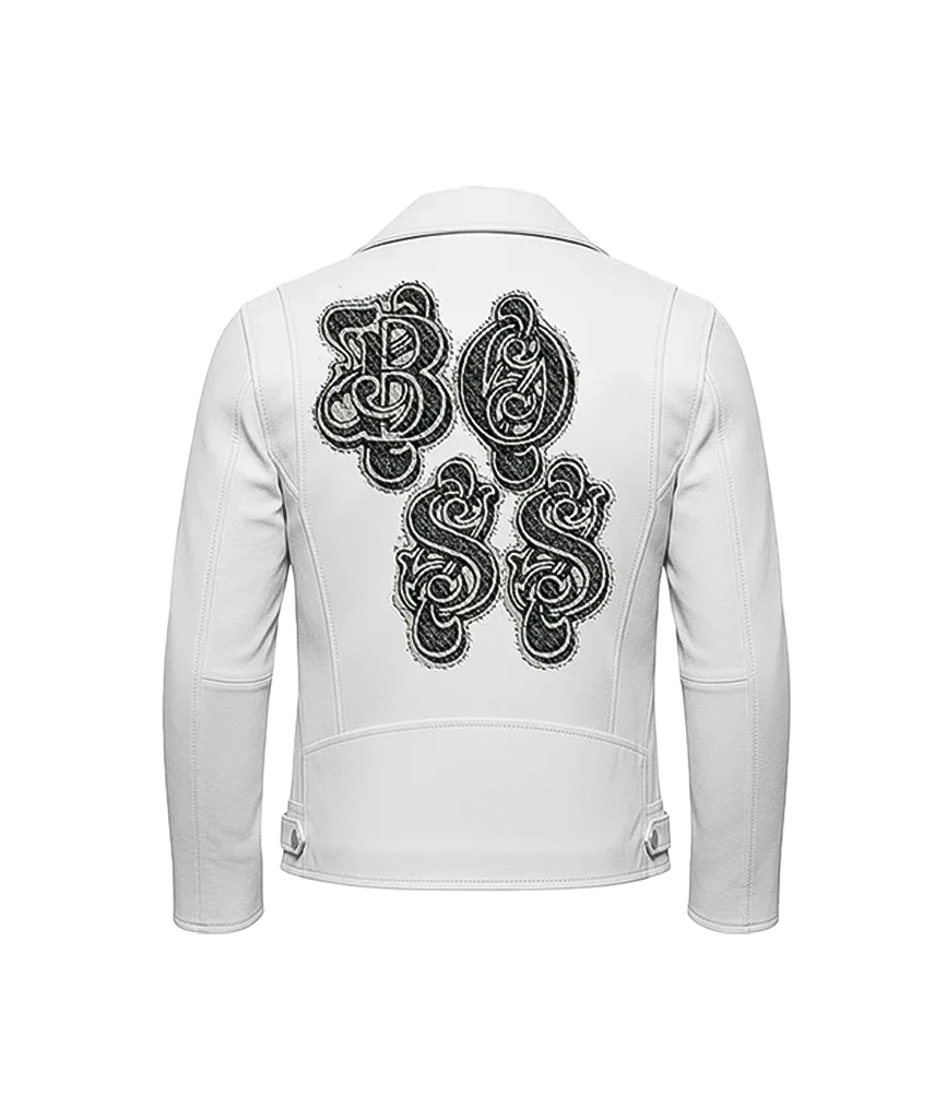 Ornate BOSS Typography Leather Jacket