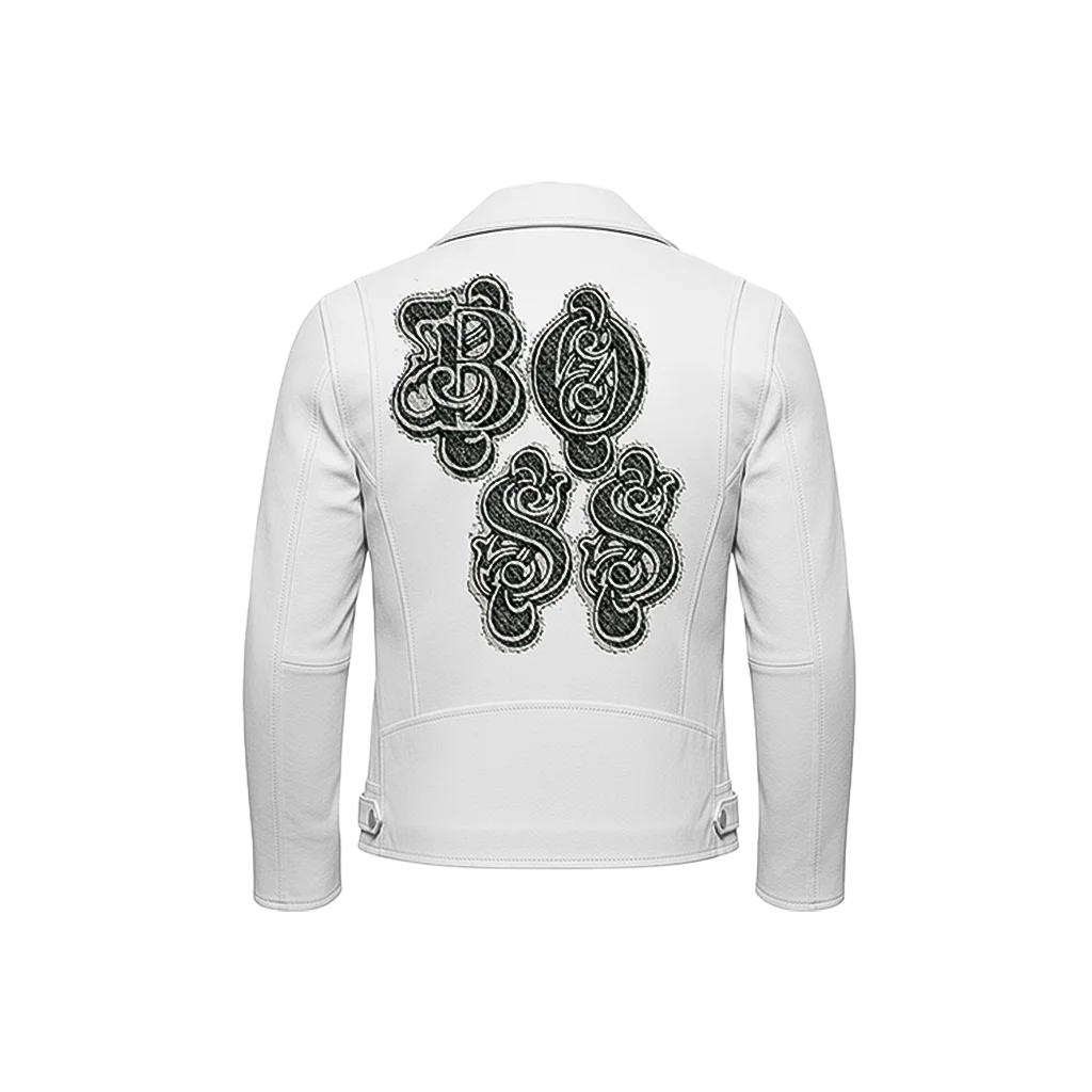 Ornate BOSS Typography Leather Jacket