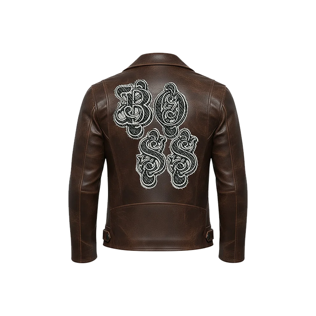 Ornate BOSS Typography Leather Jacket