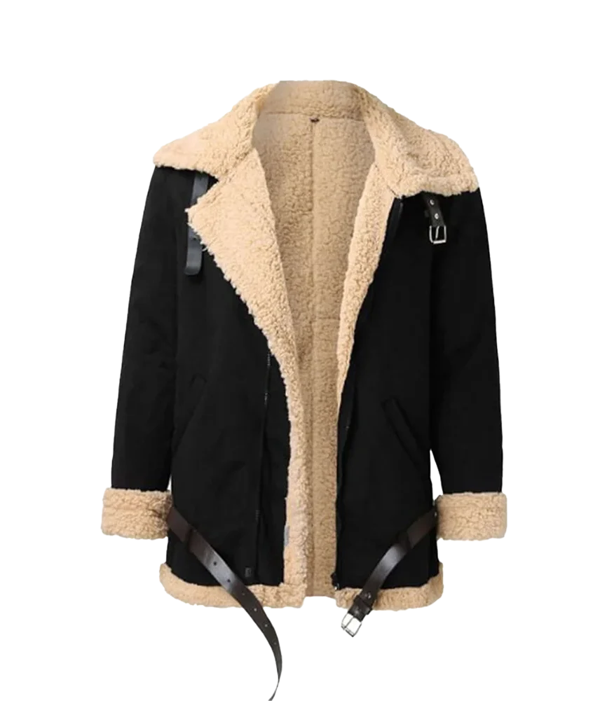 Men’s Winter Sherpa-Lined Suede Aviator Bomber Jacket