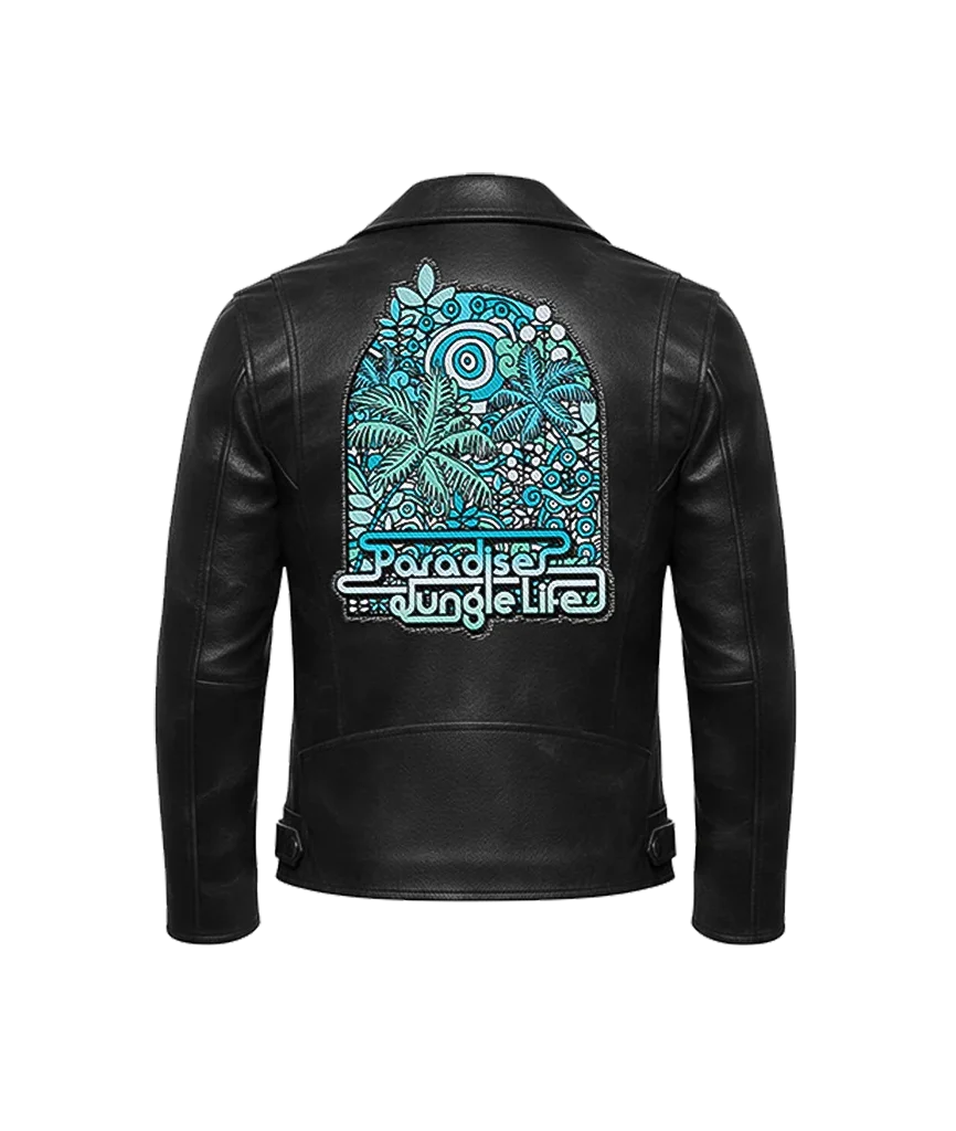 Paradise Jungle Life Tropical Leather Moto Jacket