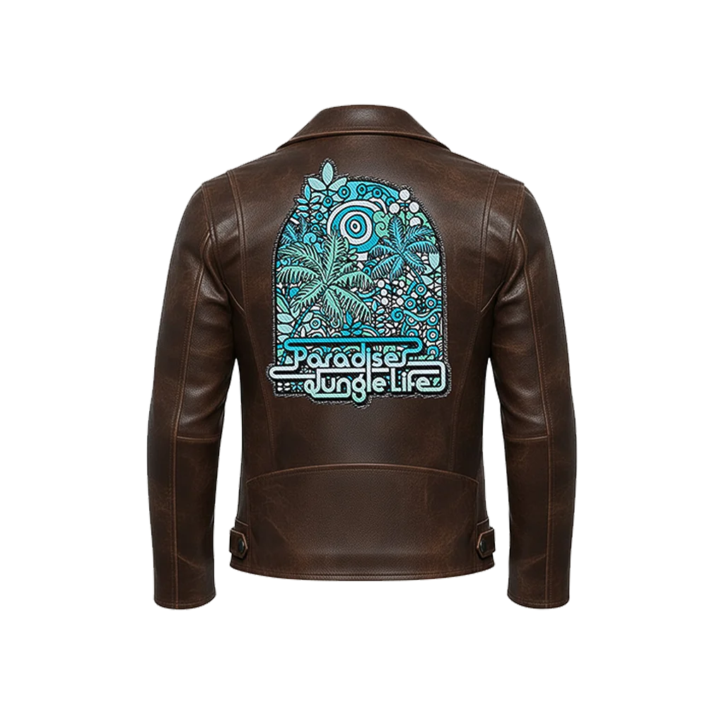 Paradise Jungle Life Tropical Leather Moto Jacket