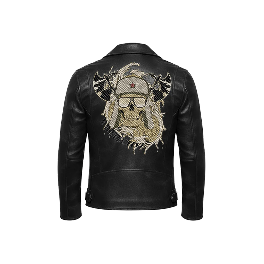 Protective Trapper Skull & Axes Leather Jacket