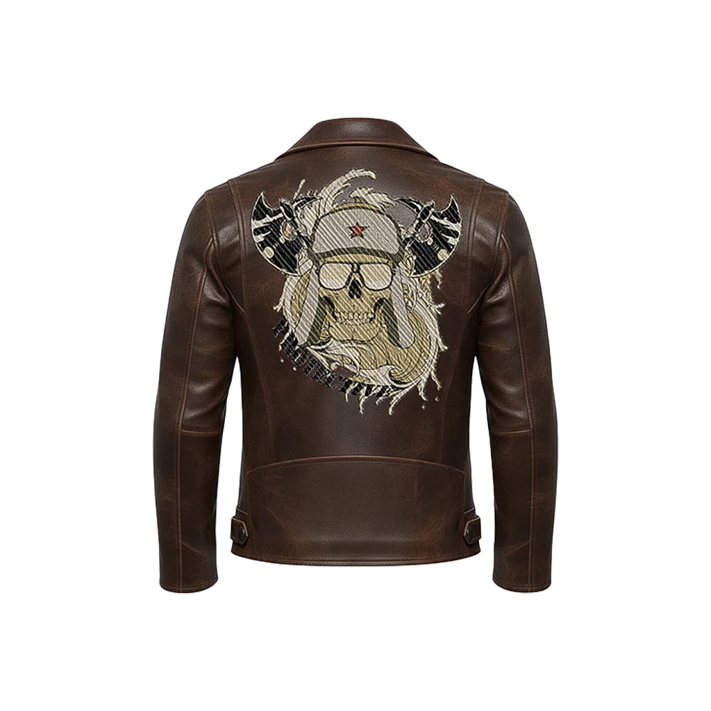 Protective Trapper Skull & Axes Leather Jacket
