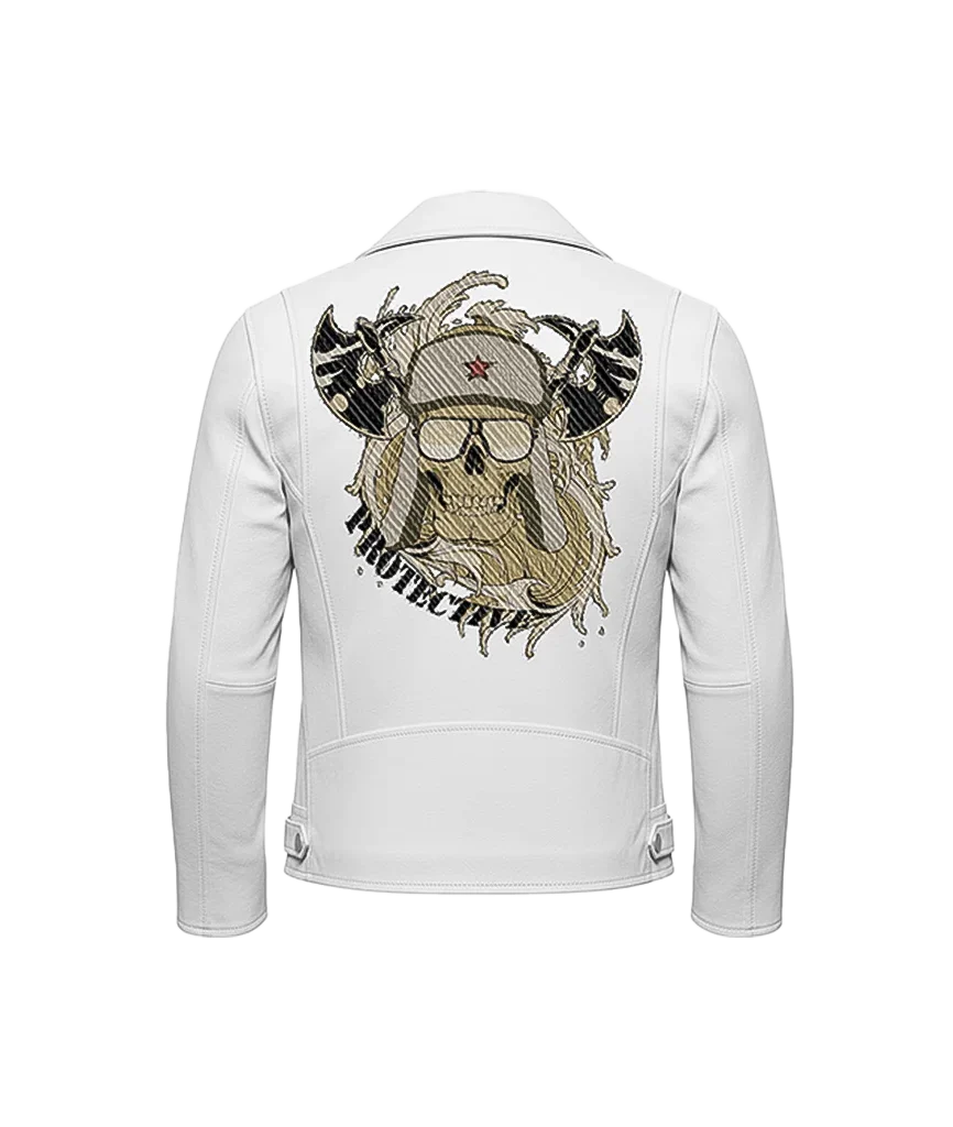Protective Trapper Skull & Axes Leather Jacket