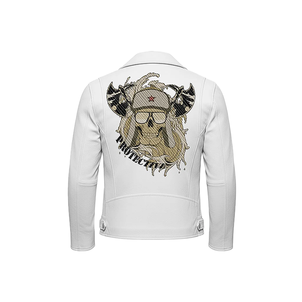 Protective Trapper Skull & Axes Leather Jacket