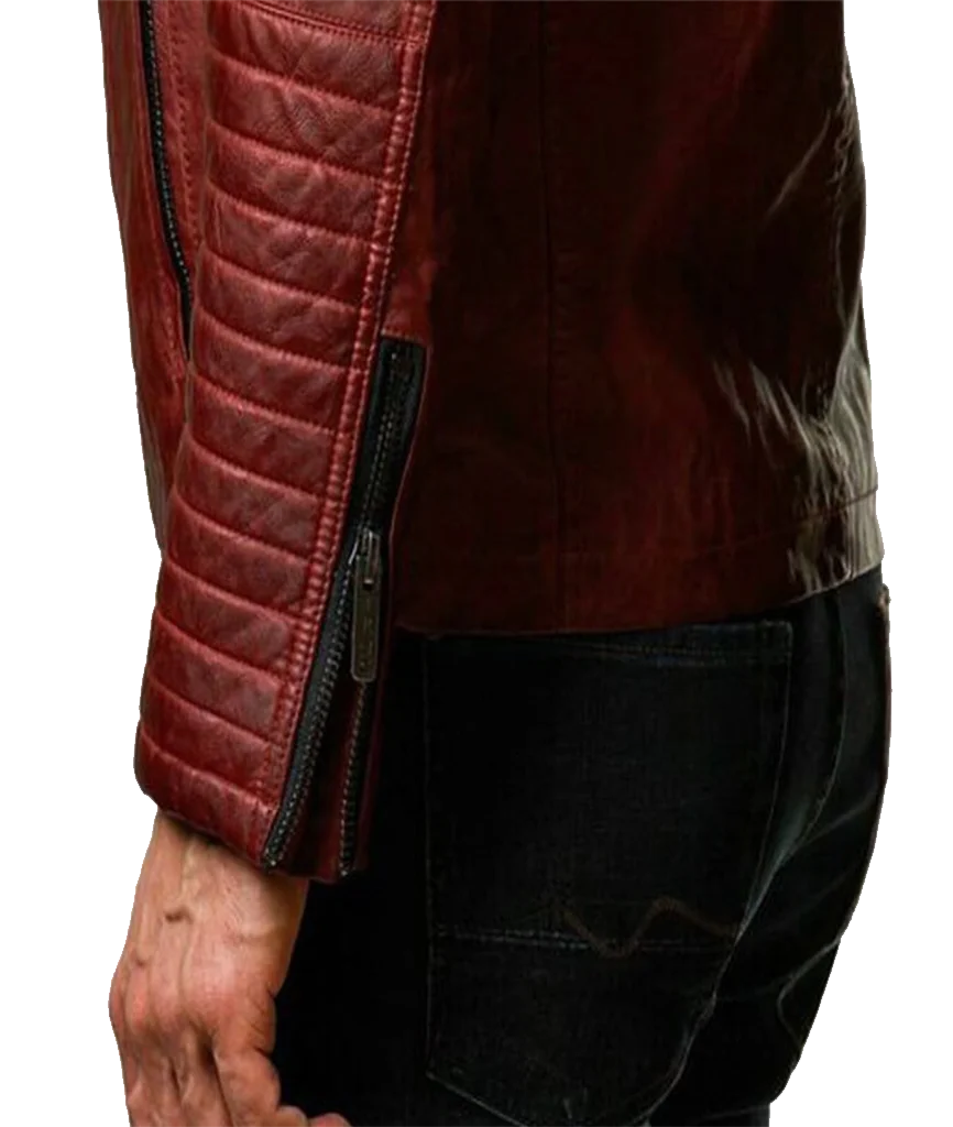 Men’s Vintage Red Quilted Leather Motorcycle Jacket