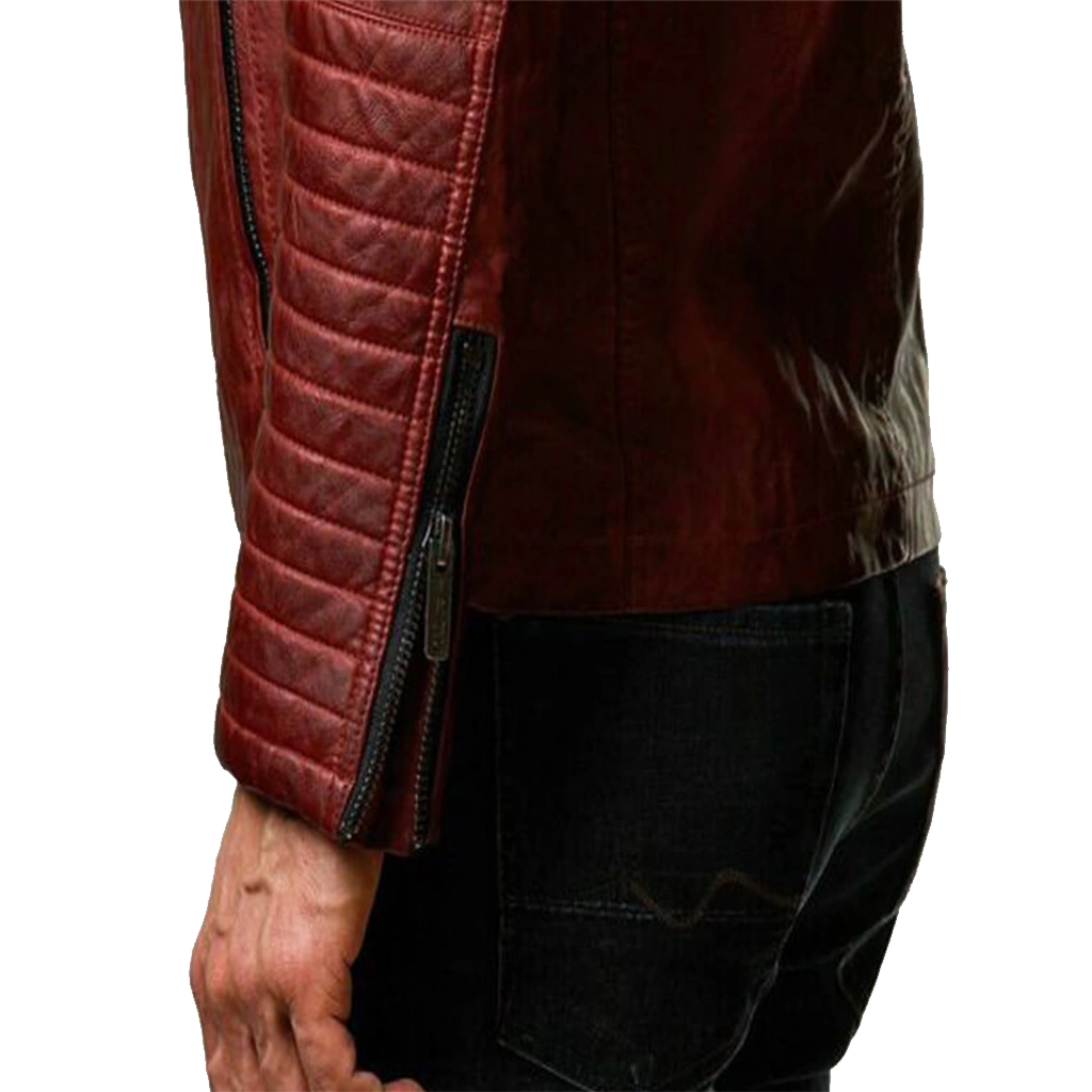 Men’s Vintage Red Quilted Leather Motorcycle Jacket