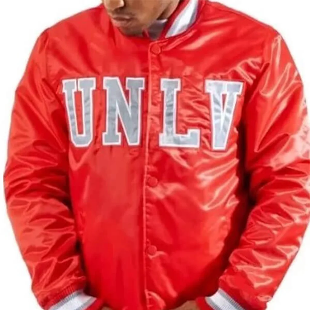Starter UNLV Runnin’ Rebels Red Satin Bomber Jacket