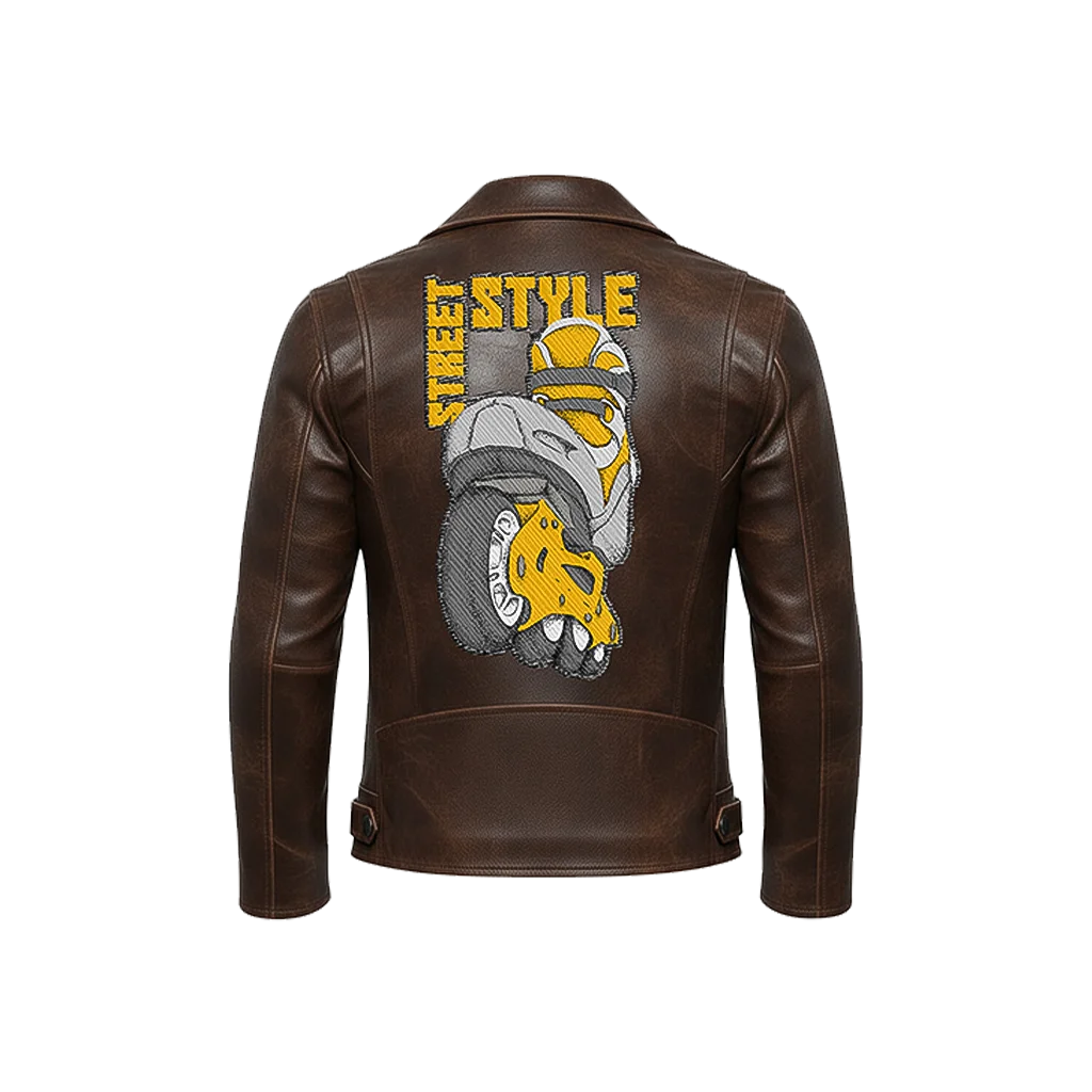 Street Style Inline Skate Leather Moto Jacket