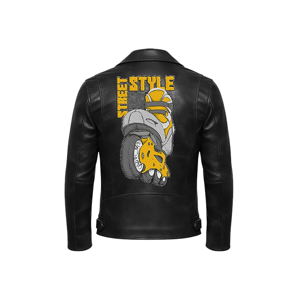 Street Style Inline Skate Leather Moto Jacket