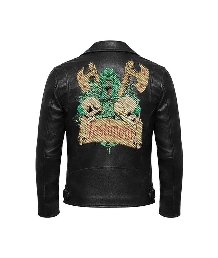 Testimony Skulls & Axes Leather Moto Jacket