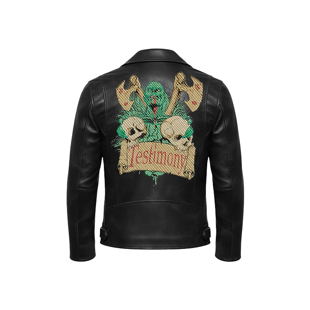 Testimony Skulls & Axes Leather Moto Jacket