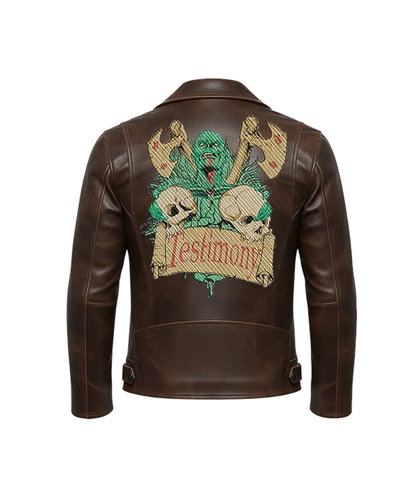 Testimony Skulls & Axes Leather Moto Jacket