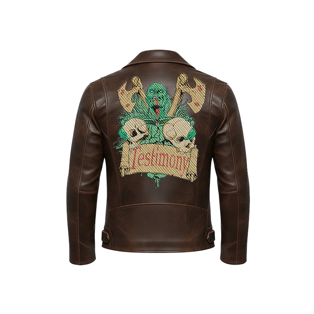 Testimony Skulls & Axes Leather Moto Jacket