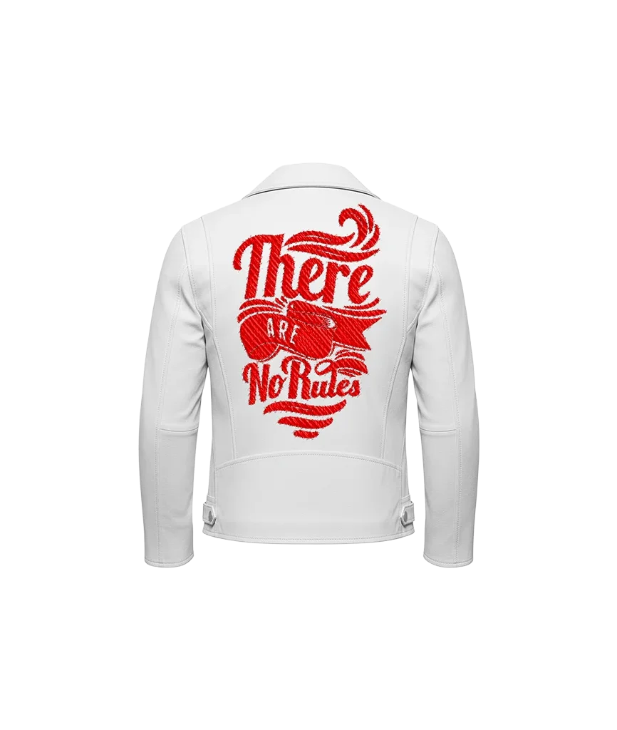 There Are No Rules Embroidered Leather Moto Jacket