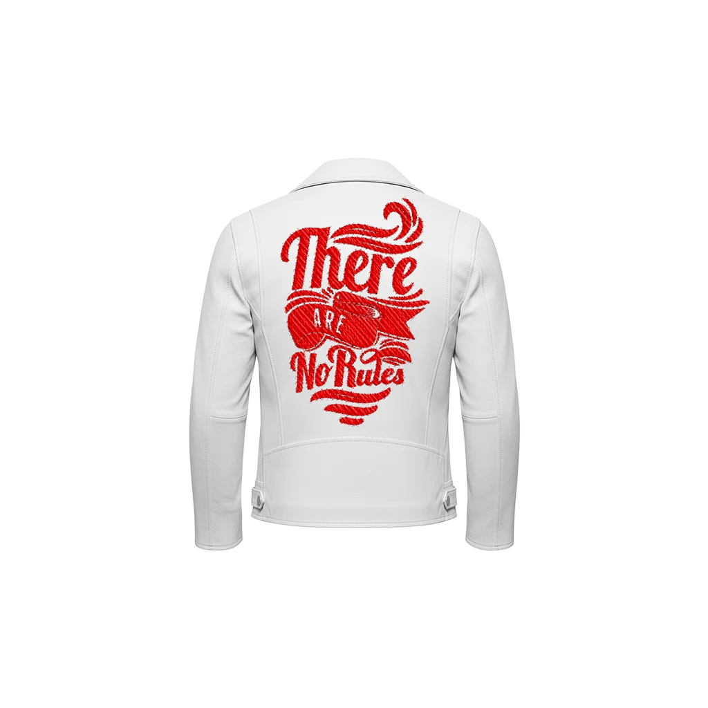 There Are No Rules Embroidered Leather Moto Jacket