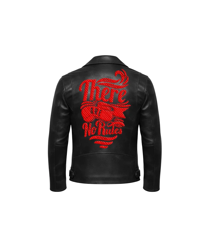 There Are No Rules Embroidered Leather Moto Jacket