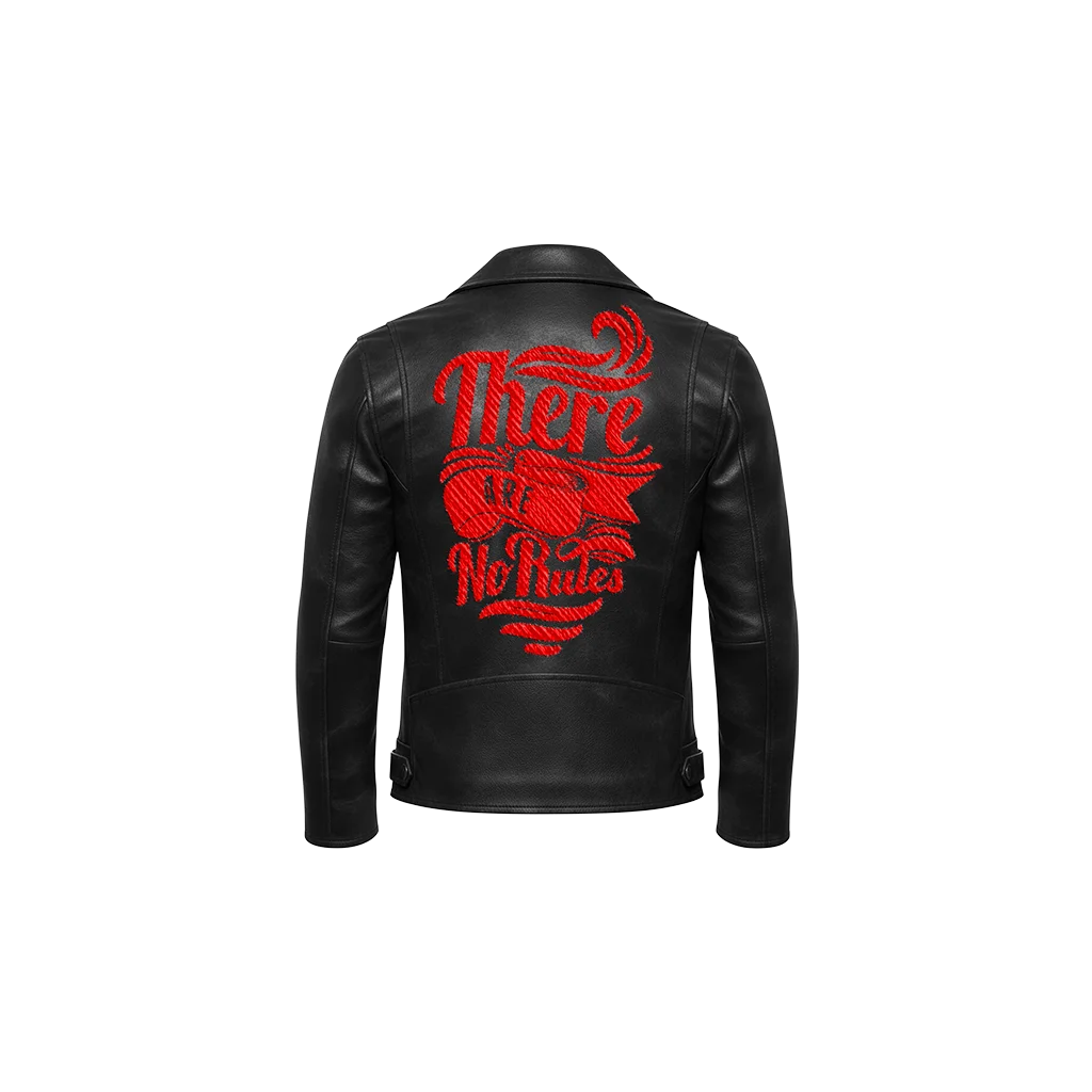 There Are No Rules Embroidered Leather Moto Jacket