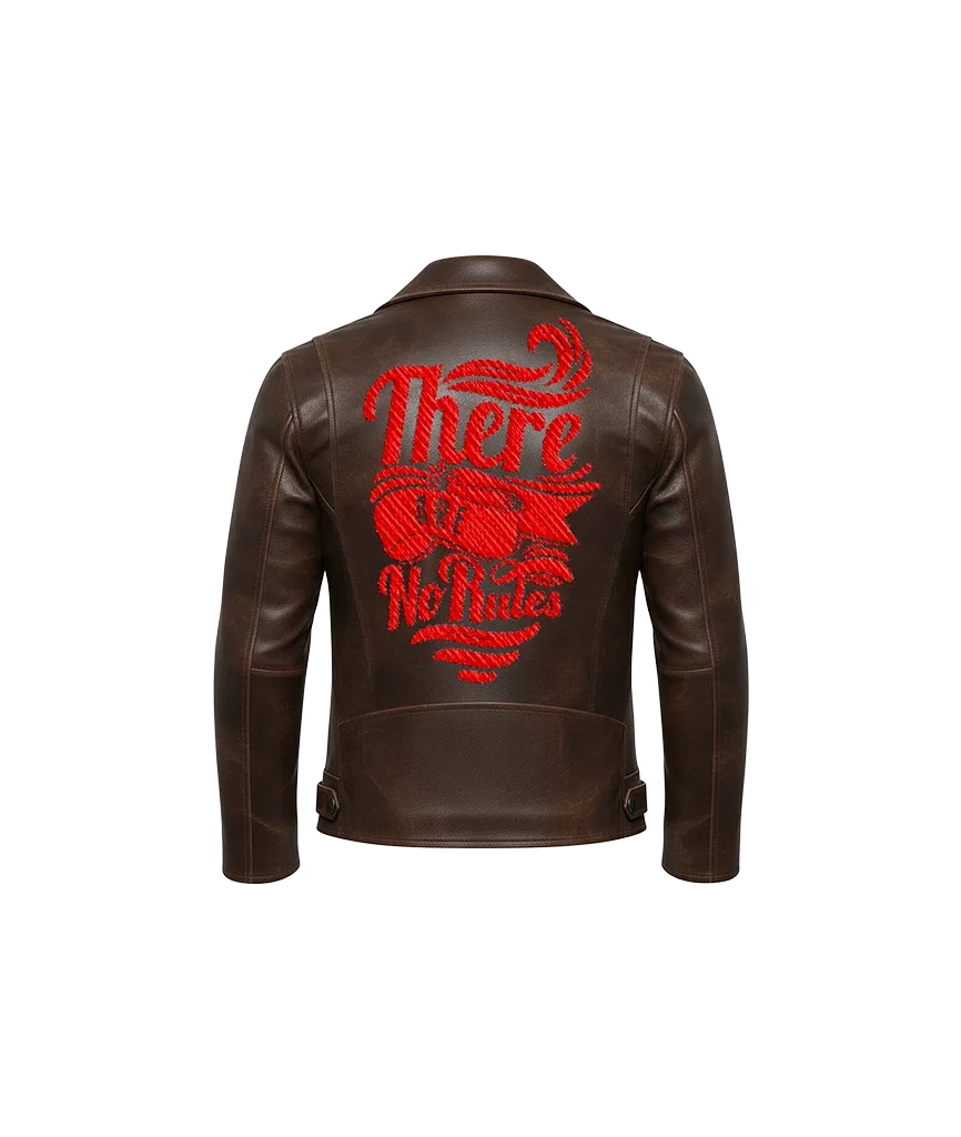 There Are No Rules Embroidered Leather Moto Jacket