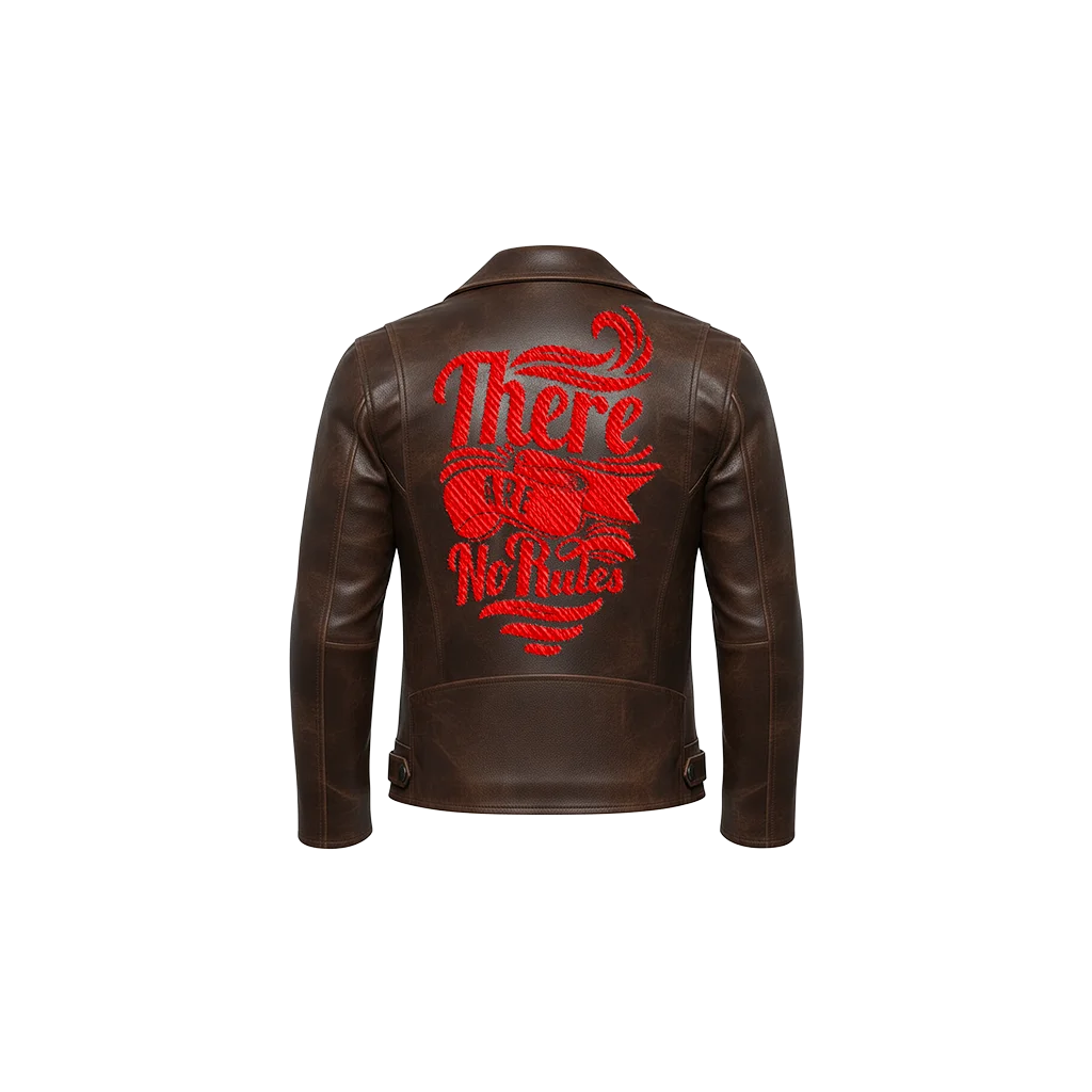 There Are No Rules Embroidered Leather Moto Jacket