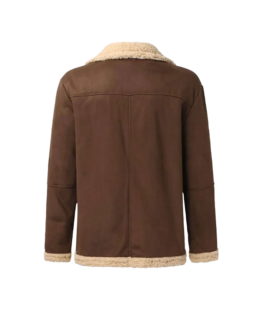 Men’s Winter Sherpa-Lined Suede Aviator Bomber Jacket
