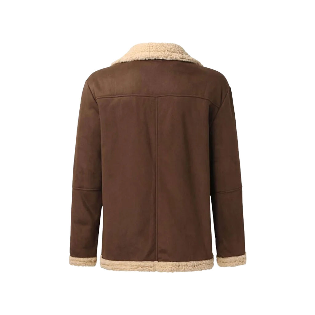 Men’s Winter Sherpa-Lined Suede Aviator Bomber Jacket