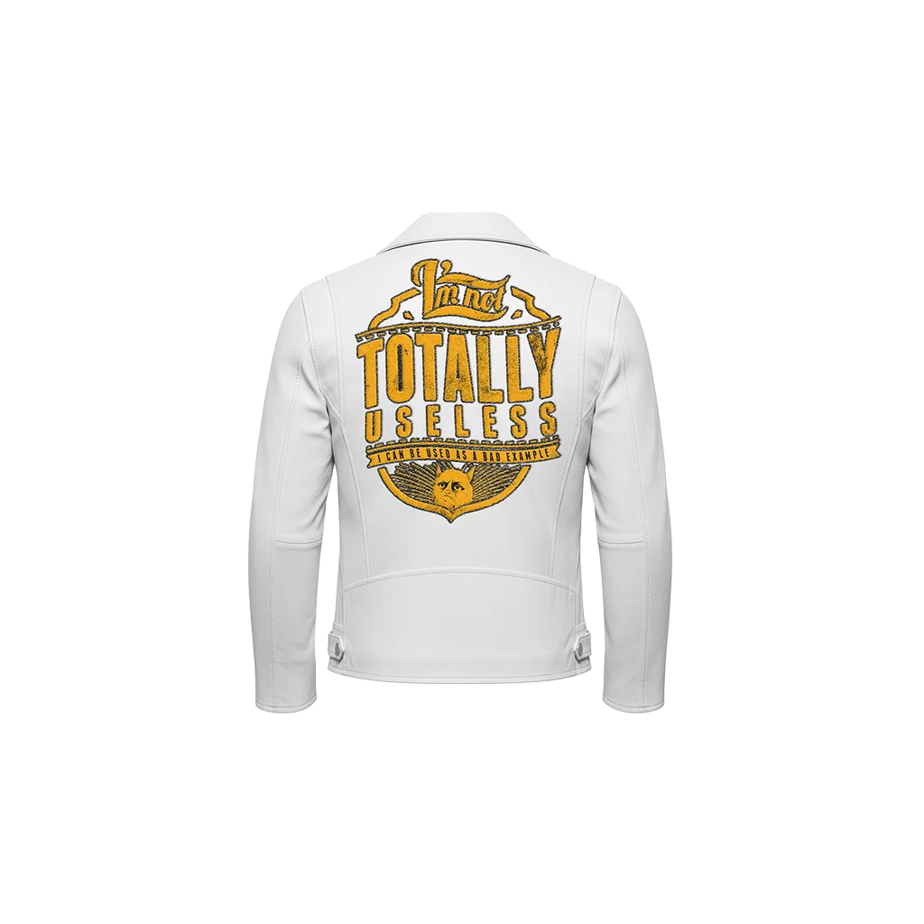 Totally Useless Funny Quote Leather Moto Jacket