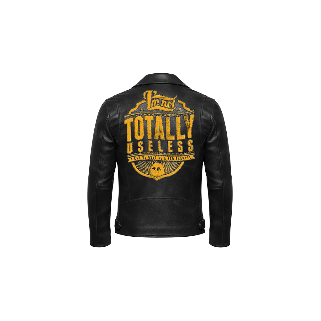 Totally Useless Funny Quote Leather Moto Jacket