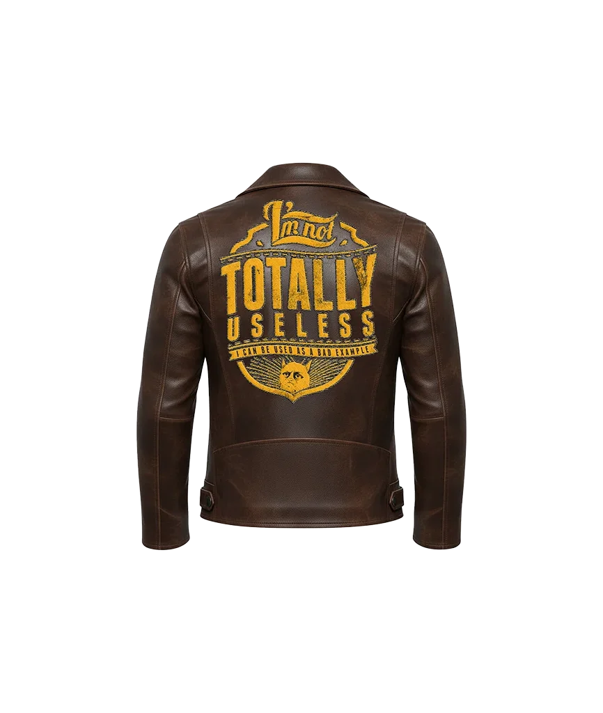 Totally Useless Funny Quote Leather Moto Jacket