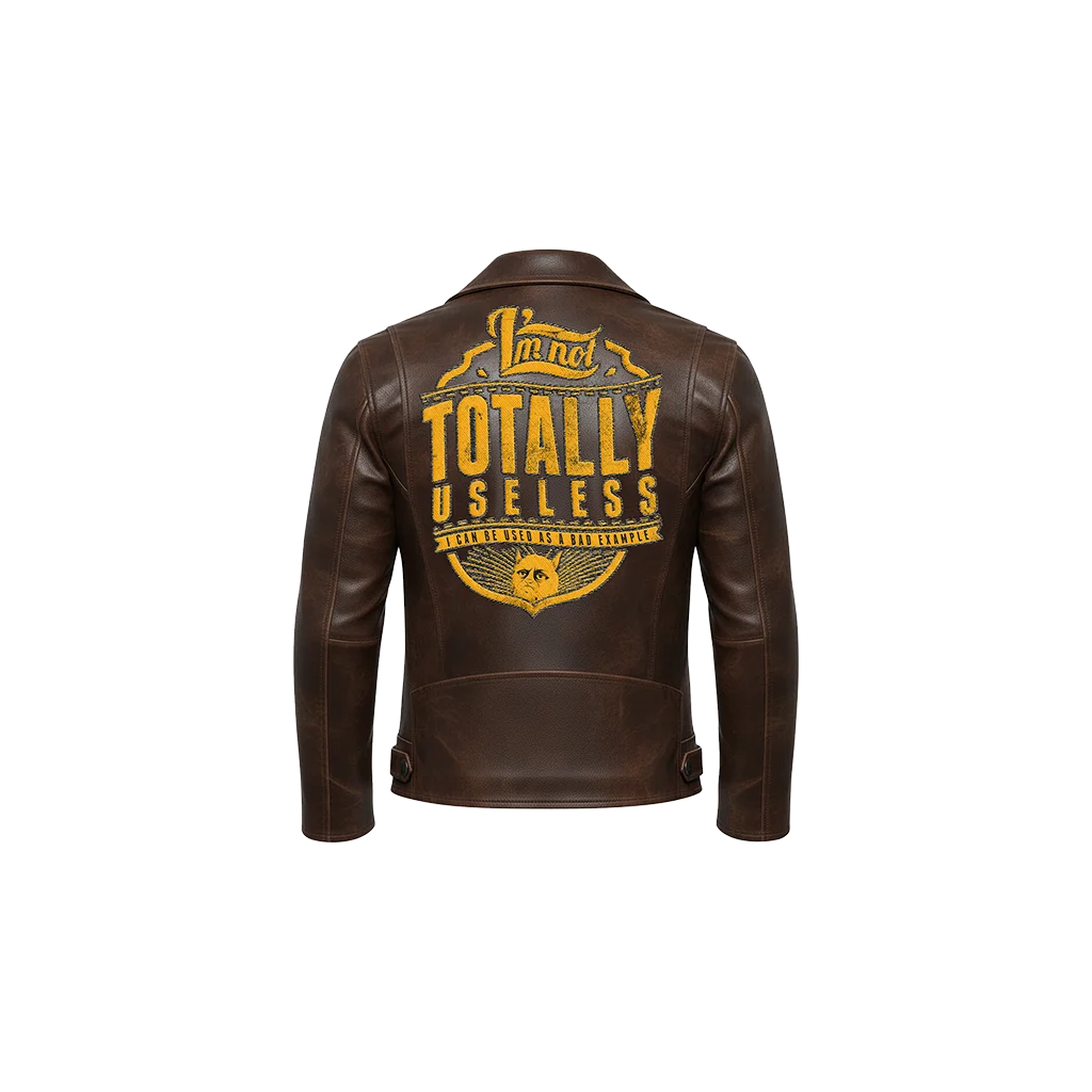 Totally Useless Funny Quote Leather Moto Jacket