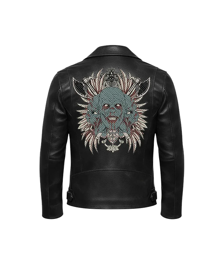 Tribal Undead Warrior Three-Faced Demon Leather Jacket