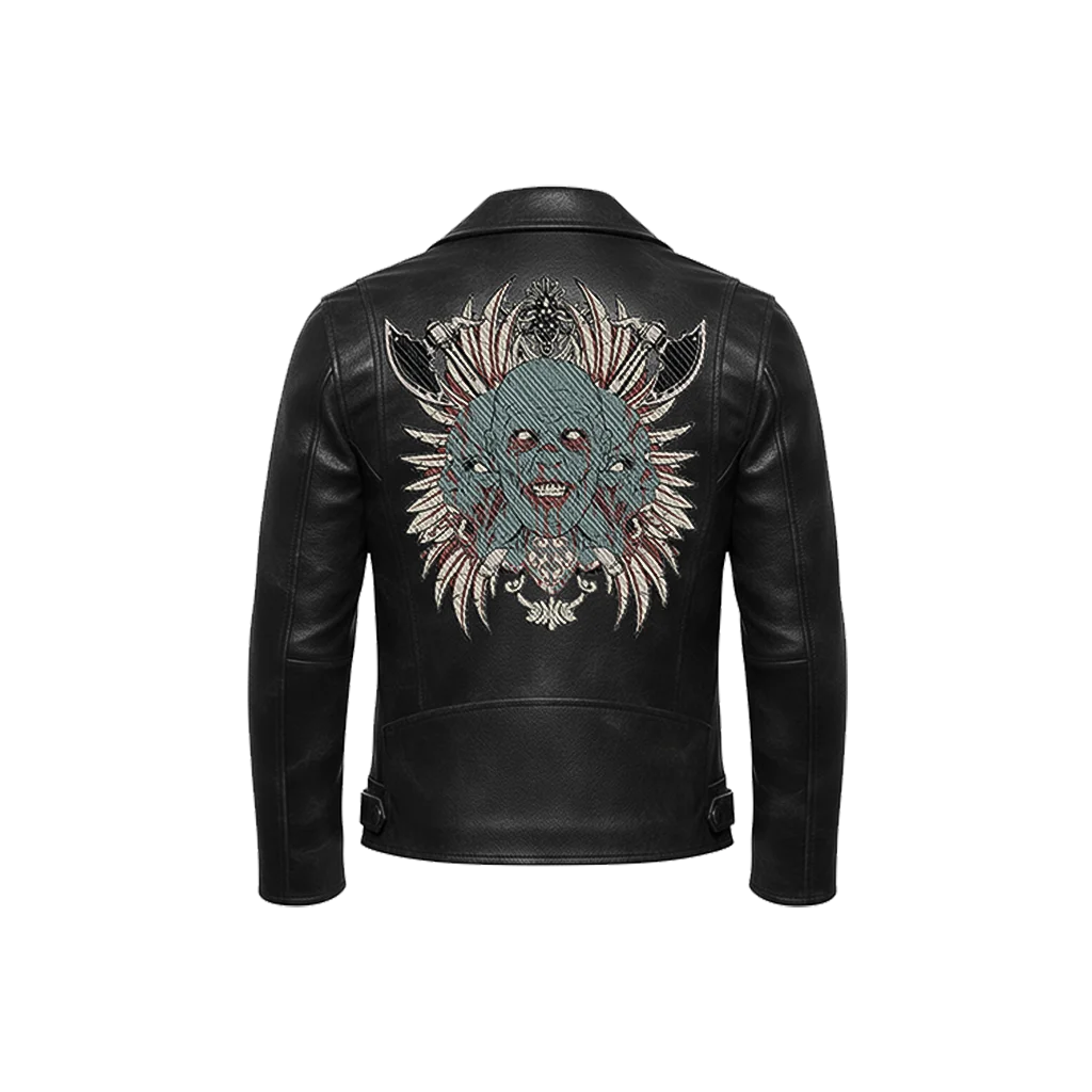 Tribal Undead Warrior Three-Faced Demon Leather Jacket