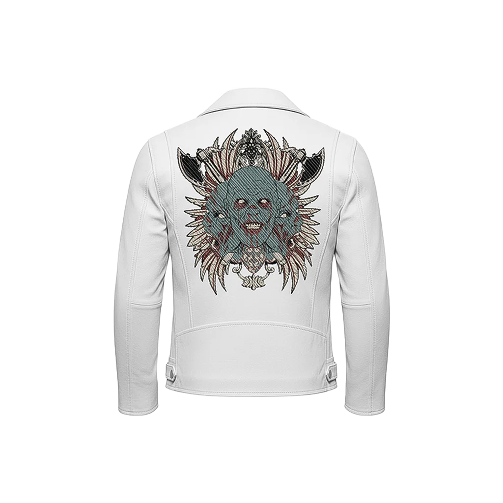 Tribal Undead Warrior Three-Faced Demon Leather Jacket