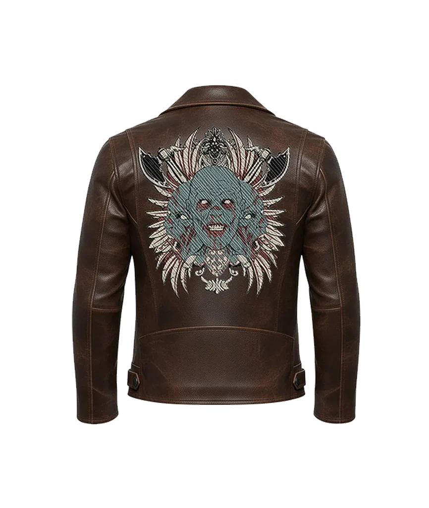 Tribal Undead Warrior Three-Faced Demon Leather Jacket