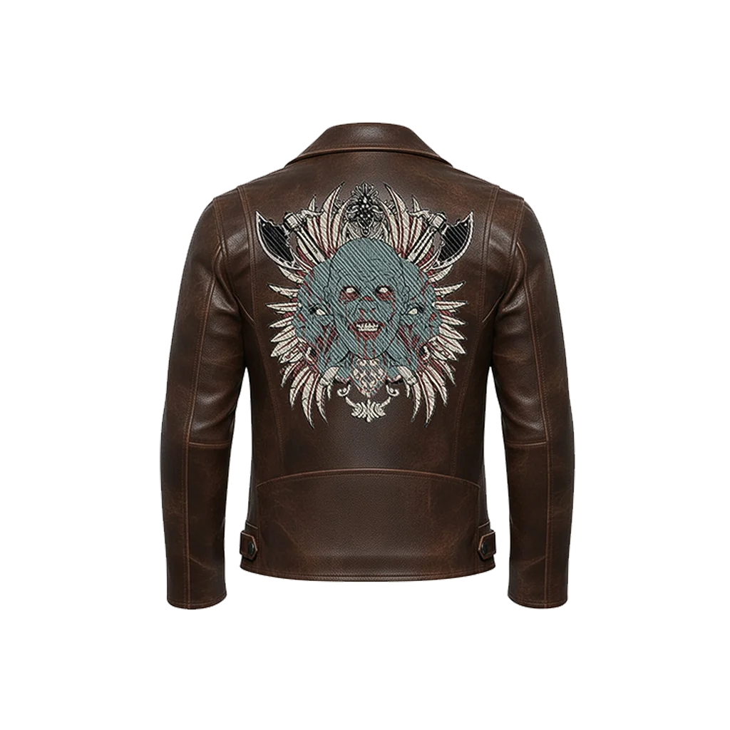 Tribal Undead Warrior Three-Faced Demon Leather Jacket