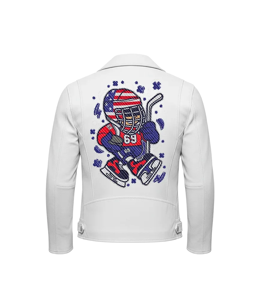 USA Hockey #69 Mascot Embroidered Leather Jacket