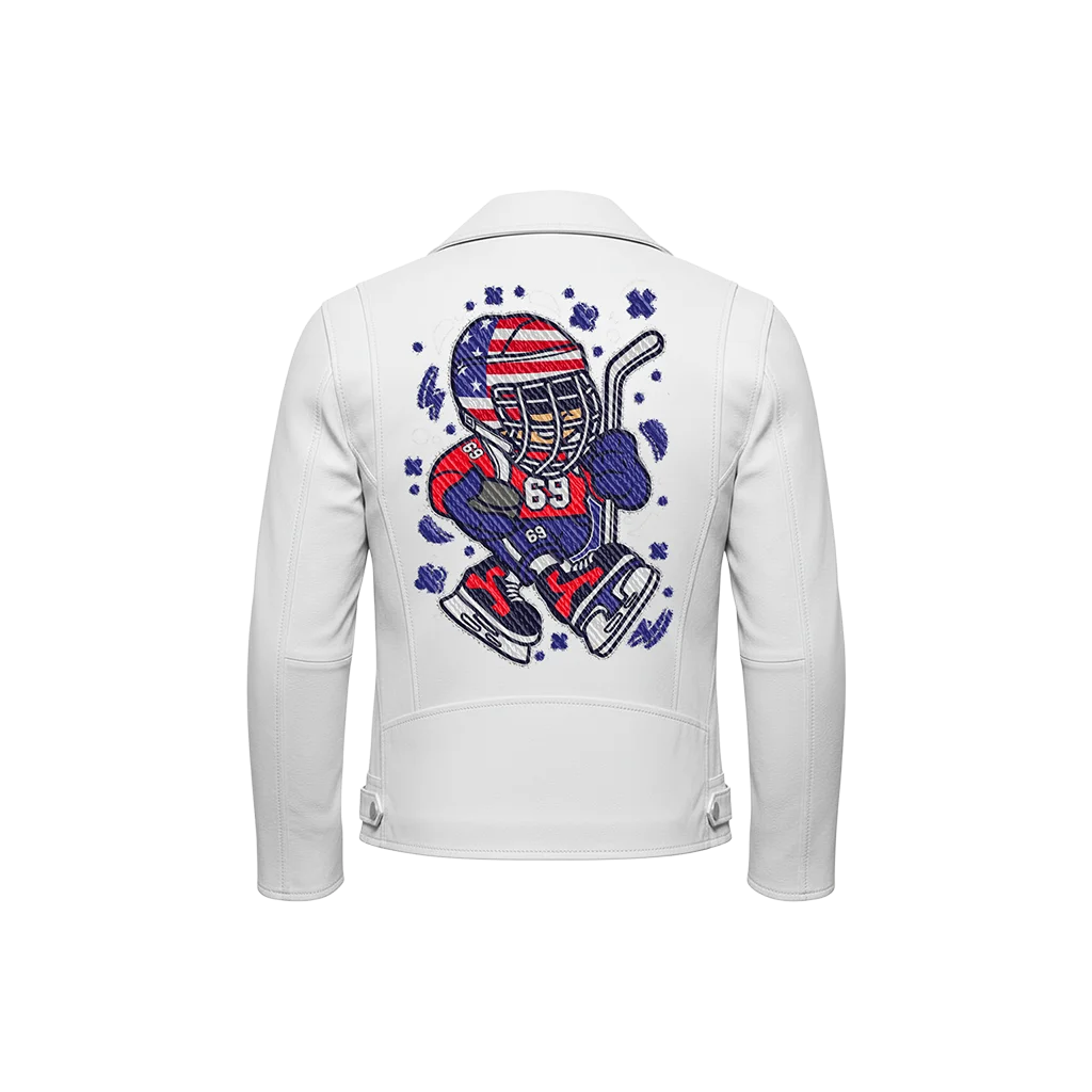 USA Hockey #69 Mascot Embroidered Leather Jacket