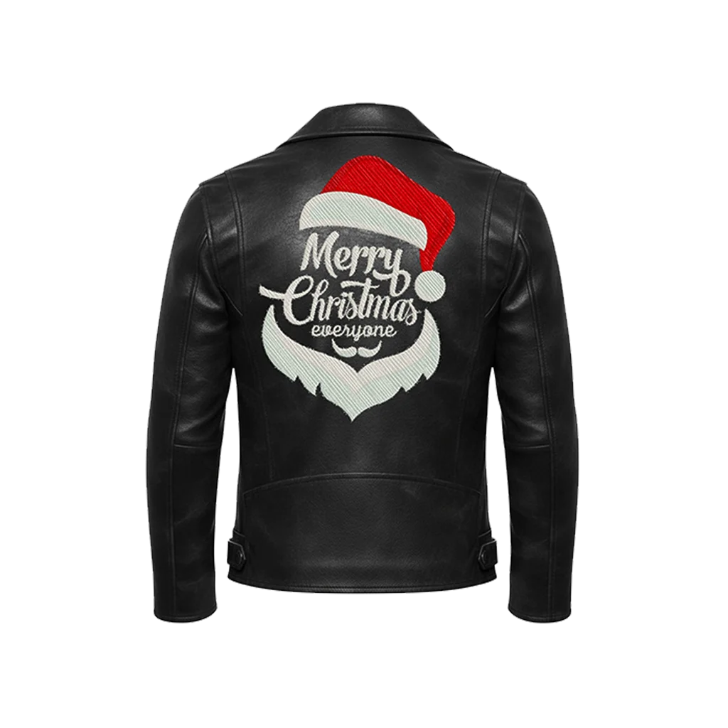 “Merry Christmas Everyone” Santa Hat Leather Jacket