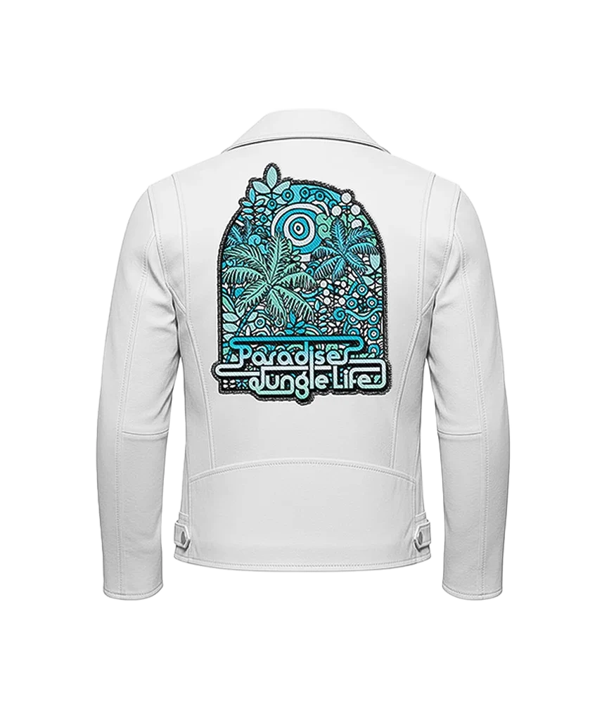 Paradise Jungle Life Tropical Leather Moto Jacket