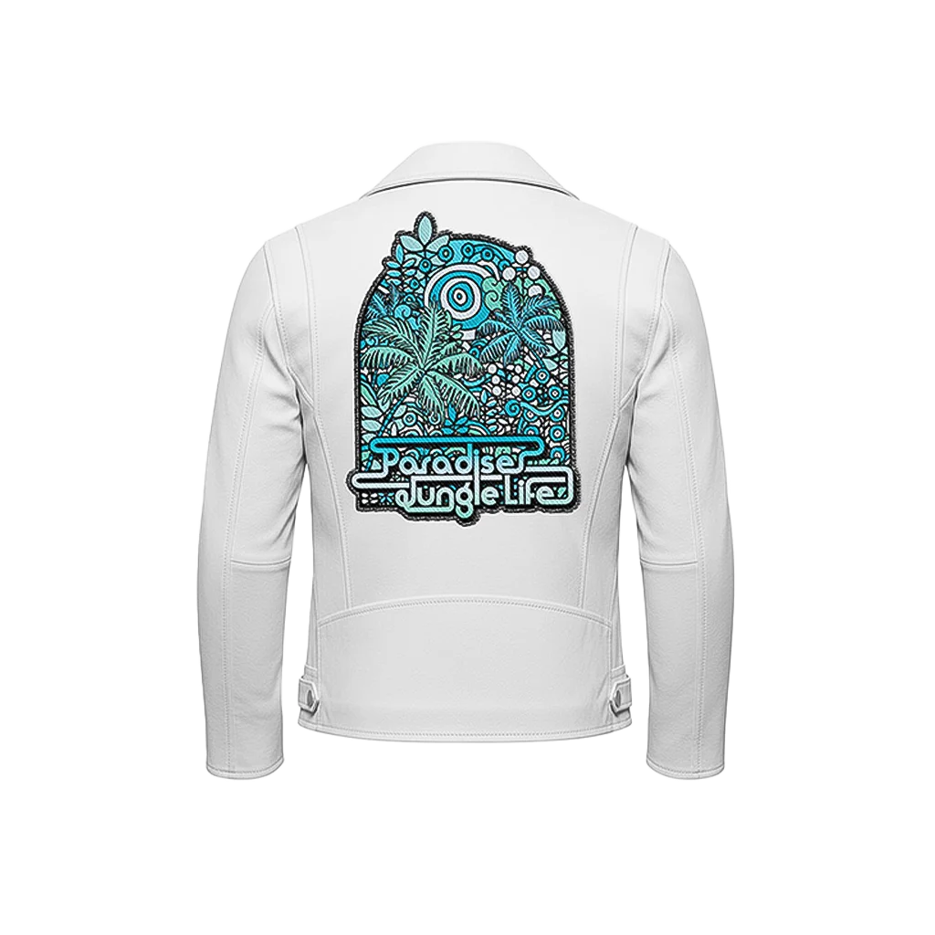 Paradise Jungle Life Tropical Leather Moto Jacket