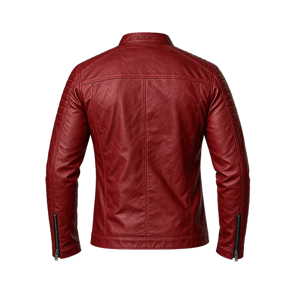Men’s Vintage Red Quilted Leather Motorcycle Jacket