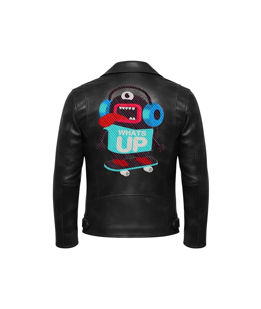 What’s Up Skateboard Monster Cartoon Mascot Leather Jacket