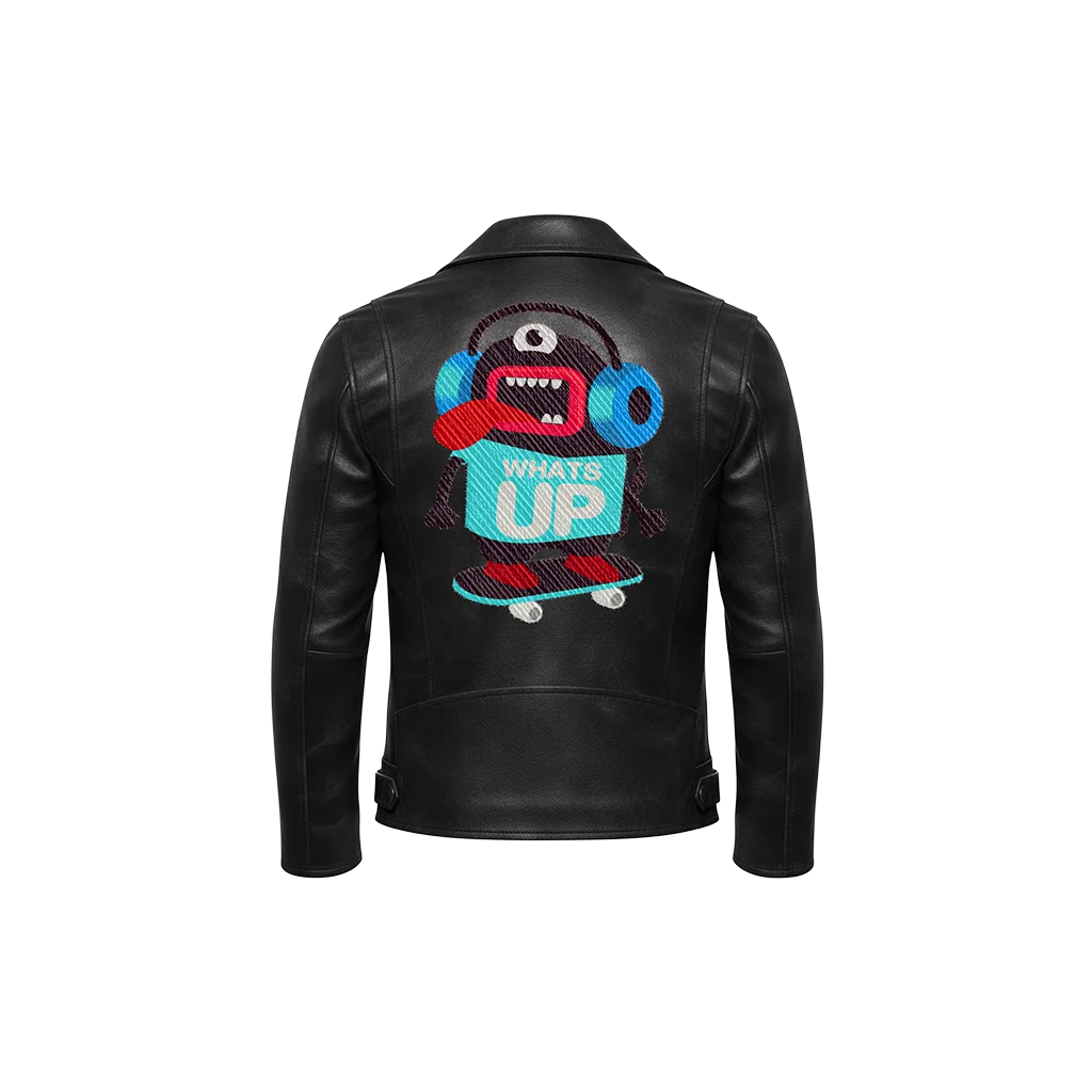 What’s Up Skateboard Monster Cartoon Mascot Leather Jacket